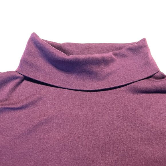 L.L.Bean Plum/Berry Purple 100% Cotton Turtleneck-T XL REG Warm Fall Layer Basic - Picture 5 of 9